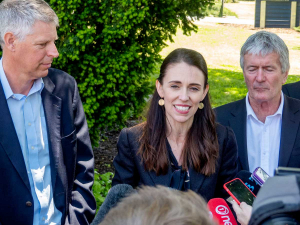 (L-R) PSC chair Lain Jager, Prime Minister Jacinda Ardern, and Agriculture Minister Damien O&#039;Connor. 
