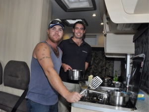 Breakfast challenge winners Mick Pearson (Tasmania) and Sam McNair (Dannevirke).