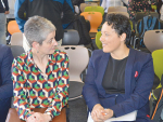 Labour MP Kiritapu Allan (right) with new MPI deputy director general policy and trade Penny Nelson at the ETS forum.