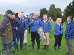 Prime Minister Christopher Luxon with National parliamentarians and farmers on a farm in South Auckland last week.
