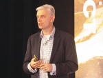 Ian Proudfoot, global head of agribusiness, KPMG, speaks at the Silver Fern Farms 2019 farmer conference in Christchurch. Photo: Rural News Group.