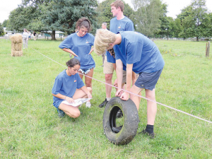 Rabobank agri-leadership participants Jacinda Baker Singh, Monique Mellow, Anthony Foy, Luke Geange take part in an exercise during the course.