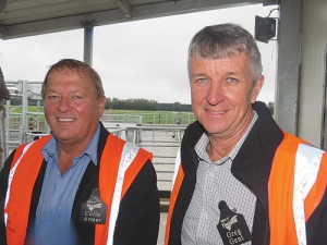 Colin Amer (left) and Greg Gent say a back to basics approach will help dairy farmers bounce back.