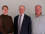 Ruralco Chair, Sir David Carter (centre) with elected Directors, Rhea Booker (left) who has been re-elected for a second term, and new Director, Matthew Paton (right).