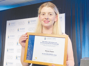 Massey University’s top student for 2023 Alyssa Hayes is still thinking about what she’ll do when she graduates.