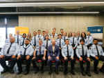 Biosecurity New Zealand’s newest quarantine officers, who graduated in Auckland today, pictured with Biosecurity New Zealand northern regional commissioner Mike Inglis (third from left bottom row), Biosecurity New Zealand deputy director-general Stuart Anderson (centre bottom row), and Biosecurity New Zealand chief quarantine officer Stephen Clement (second from left back row).