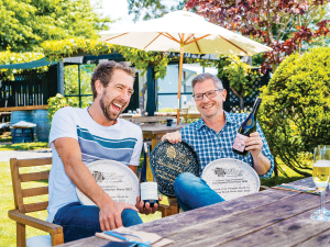 Saint Clair Winemakers Stewart Maclennan and Kyle Thompson. Photo: Richard Briggs.