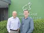 Dairy Goat Cooperative new chief executive David Hemara (left) with his predecessor Tony Giles.