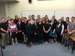 Emma Higgins, Analyst at Rabobank, with the Massey students at their latest RMN meeting.