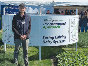 PGG Wrightson Seeds agronomist Stu Hunter at the company’s site at South Island Agricultural Field Days last month.