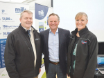 Joint venture chairman Rick Braddock (centre) flanked by Justine Kidd, TheLand and Bruce Hunter, Landcorp.