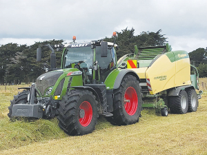 Mabey Contracting&#039;s Comprima Plus CF baler in action.