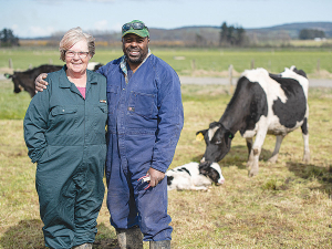Gillian Saich with farmer Edwin Mabonga.
