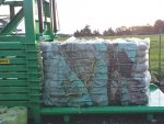 Agpac’s plastic baler in action.