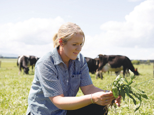 DairyNZ&#039;s Francesca Bennett with plantain.