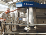 The modified DeLaval robotic milker for the buffalo herd.