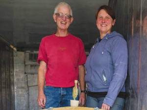Tony Lawrence and his daughter-in-law, winemaker Lucie.