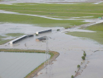 An aerial photo of flooding at a Rangitata Island farm. Photo: Supplied. 