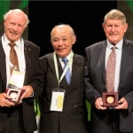 Heywood (left) and Mangos (right) with Takao Takeshige