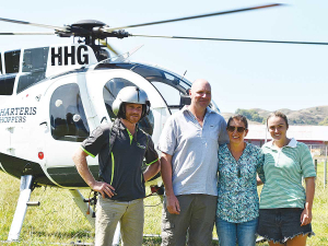 Bart and Nuku Hadfield (centre) with Blake Charteris from Charteris Choppers and Penny Wilson at the 2020 East Coast Farming Expo.