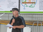 Sharemilker Tony Coltman, the first farmer signed up for Meeting a Sustainable Future project speaks at the programme launch.