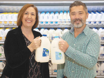 Carolyn Mortland Head of Sustainability Fonterra and Chris Anderson Merchandise Manager Chilled Beverages Foodstuffs North Island.