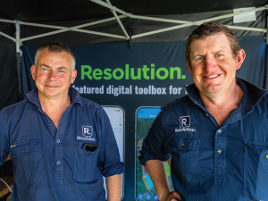 Making things easier: Resolution founders Paul Ruddenklau,(left), and Henry Douglas at their site at Southern Field Days 2026.
