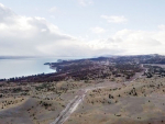 The main irrigation pipeline for Simons Pass Station running alongside Lake Pukaki from the Tekapo Canal.