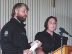 Owl Farm manager Tom Buckley and demonstration manager Louise Cook.