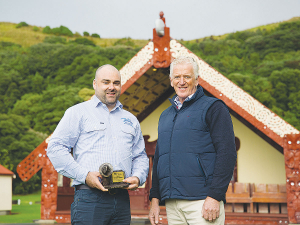 Sam Vivian-Greer with Zanda Award patron and founder, Shane McManaway.