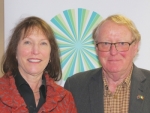 ￼Massey University journalism lecturer Dr Cathy Strong with Rural News Group journalist Peter Burke.