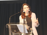 Prime Minister Jacinda Adern addressing the conference.