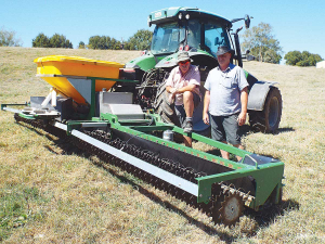 Farmer Lachlan McKenzie (left) with Denis Collins, Pastoral Robotics.