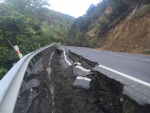 A quake-damaged road.