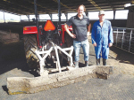 Farmer Henry Hendricks (right), with ACR Group's Richard Morgan, says the mats are easy to keep clean with a tractor scraper.
