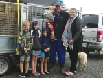 The Woodward family leaving their old farm: John 7, Kylie 9, Jack 5 and Charlie 2 with Michael and Susie Woodward.