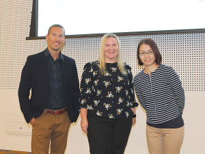 Janice Byrnes (centre) with Zespri marketing team colleagues Lai Kim and Hayden Brewerton.