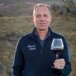 Rudi Bauer with Riedel's Central Otago Pinot Noir glass.