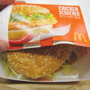 Chicken burger from McDonald&#039;s.