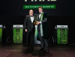 Prime Minister Christopher Luxon (left) with 2026 NZ Young Farmer of the Year Tom Slee.