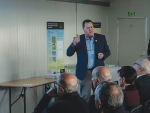 Canterbury regional councillor and dairy farmer John Sunckell talks about the Central Plains Water Scheme during Dame Patsy Reddy’s visit.