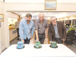 Three AgFirst’s industries represented at cake cutting - from left: Taylor Howatson (engineering), Peter Livingston (pastoral), and Ross Wilson (horticulture).