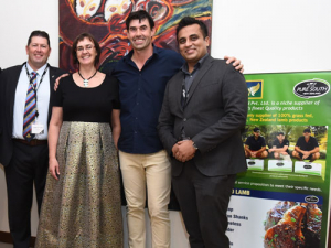 Geoff Allott, QualityNZ CEO; Joanna Kempkers, NZ’s High Commissioner in India; Stephen Fleming, QualityNZ shareholder/Ambassador; Divye Kalra, QualityNZ Private Ltd - GM India. 