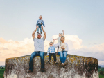 Claire and Michael Newson with children from left, Thomas, Guy, Lucy and Robert. Photo: Laura Taylor Photography.