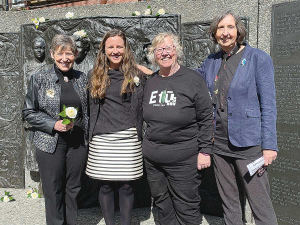 Laura Keenan, second from left, receives the Kate Sheppard Memorial Trust Award at a recent ceremony in Christchurch, with city mayor Lianne Dalziel, left, Trust chair Karena Brown and ECan chair Jenny Hughey. Photo: Supplied.