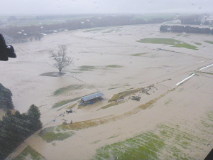 The floods caused serious issues for farmers who are still milking. Photo: ECan Media Team.