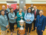 This year’s finalists at Parliament’s Grand Hall: Back L-R :John O’Brien, Rex Anderson, Wayne Hall, Ratahi Cross, Te Hira Pere, Hon Willie Jackson Front L-R:Ray Hiki, Helen Scott, Trudy Meredith, Riri Ellis, Kingi Smiler.