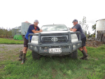 Darfield dairy farmers John Frew (left) and Dan Mulholland (right) are both moving to feeding mixed supplements in shed.