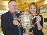Peter McBride and wife Linda with the Horticulture Bledisloe Cup. SUPPLIED/Horticulture NZ