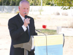 Lincoln University acting vice-chancellor Professor Bruce McKenzie speaking at the soil turning ceremony.